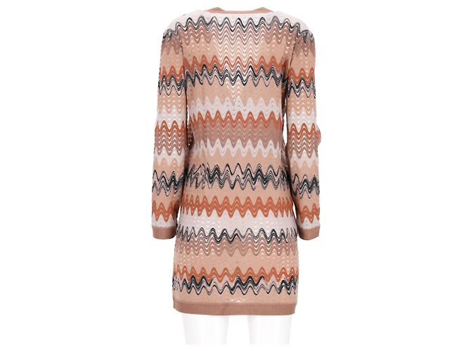 Missoni Zigzag langes Strickjacke mit Knöpfen aus mehrfarbigem Viskose Mehrfarben - Ansicht 9