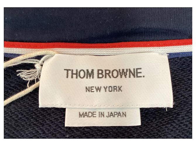 Thom Browne 4-Bar Loopback Zip Hoodie aus Navy Baumwolle Blau Marineblau - Ansicht 12