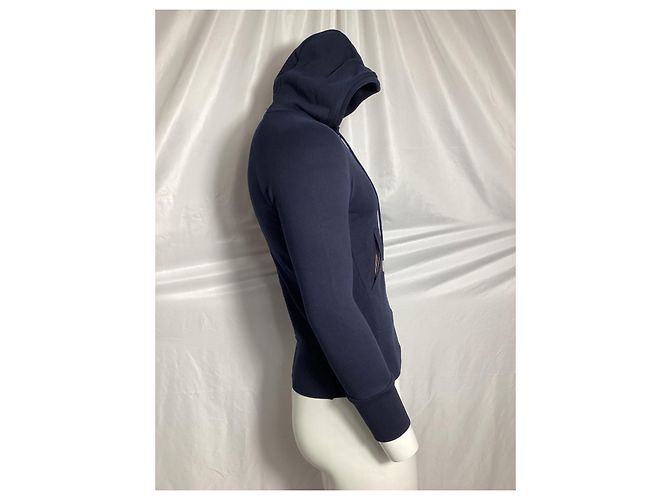 Thom Browne 4-Bar Loopback Zip Hoodie aus Navy Baumwolle Blau Marineblau - Ansicht 14