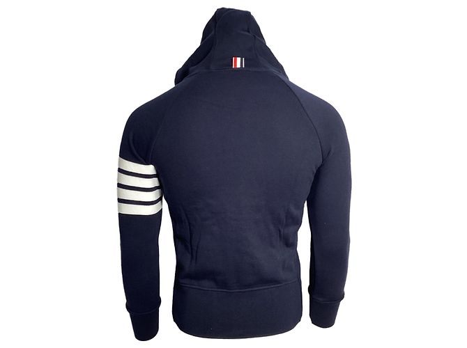 Thom Browne 4-Bar Loopback Zip Hoodie aus Navy Baumwolle Blau Marineblau - Ansicht 2
