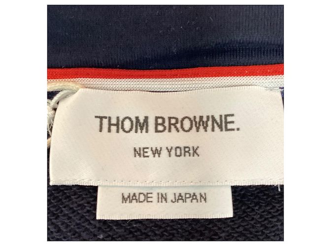 Thom Browne 4-Bar Loopback Zip Hoodie aus Navy Baumwolle Blau Marineblau - Ansicht 5