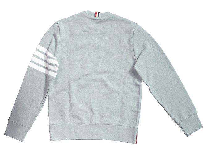 Grauer Baumwoll-Sweatshirt mit Rundhalsausschnitt 4-Bar Loopback von Thom Browne - Ansicht 2