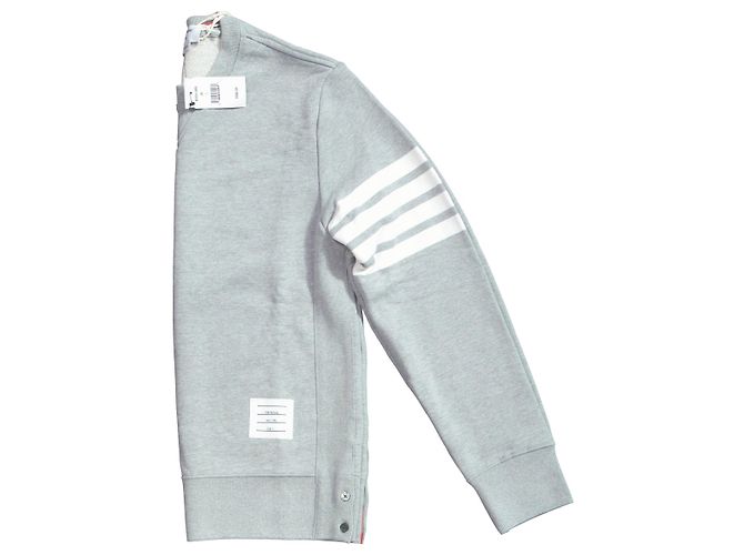 Grauer Baumwoll-Sweatshirt mit Rundhalsausschnitt 4-Bar Loopback von Thom Browne - Ansicht 3