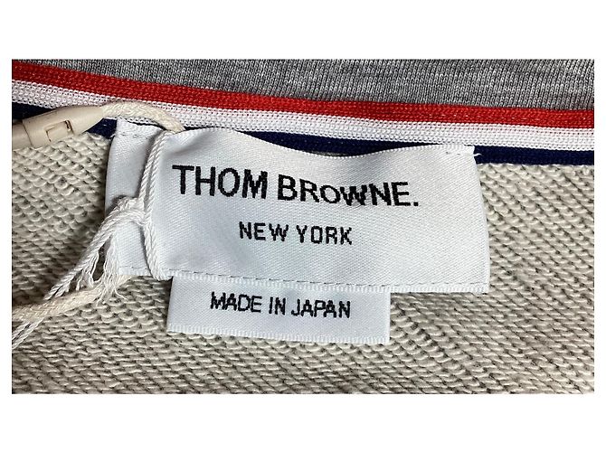 Grauer Baumwoll-Sweatshirt mit Rundhalsausschnitt 4-Bar Loopback von Thom Browne - Ansicht 5