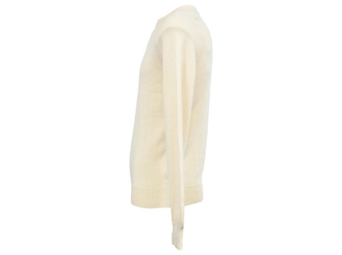 Saint Laurent Strickpullover aus cremefarbener Wolle Weiß Roh - Ansicht 2
