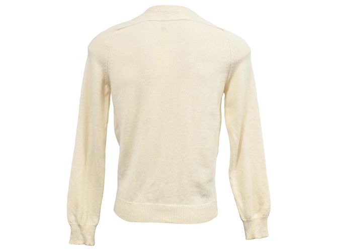 Saint Laurent Strickpullover aus cremefarbener Wolle Weiß Roh - Ansicht 3