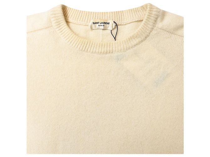 Saint Laurent Strickpullover aus cremefarbener Wolle Weiß Roh - Ansicht 5