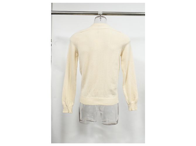 Saint Laurent Strickpullover aus cremefarbener Wolle Weiß Roh - Ansicht 8