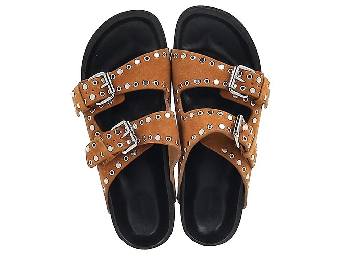 Sandalias planas con hebilla Lennya en ante marrón de Isabel Marant - vista 3