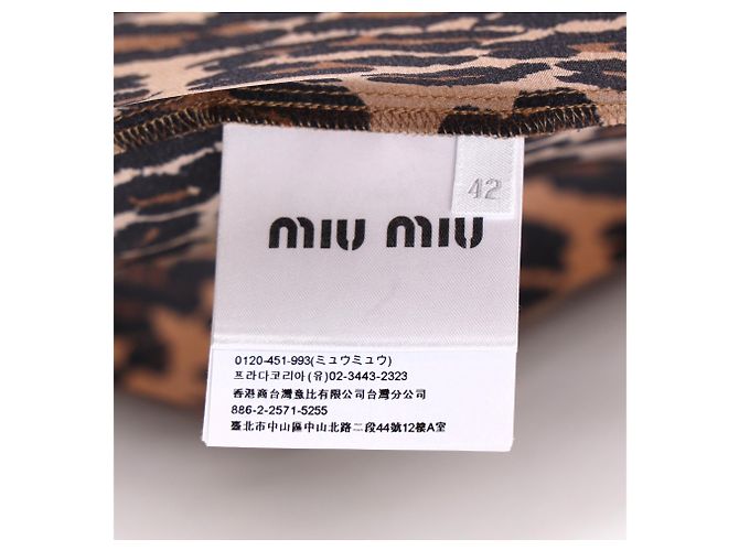Camisa de seda marrón con estampado de leopardo Miu Miu - vista 10
