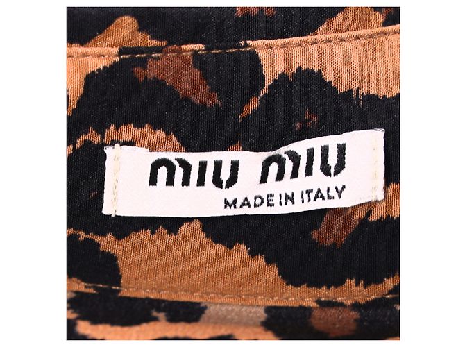 Camisa de seda marrón con estampado de leopardo Miu Miu - vista 4