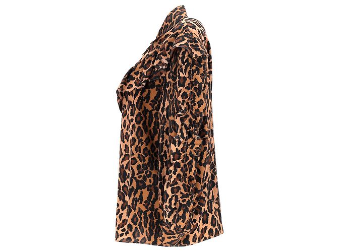 Camisa de seda marrón con estampado de leopardo Miu Miu - vista 7