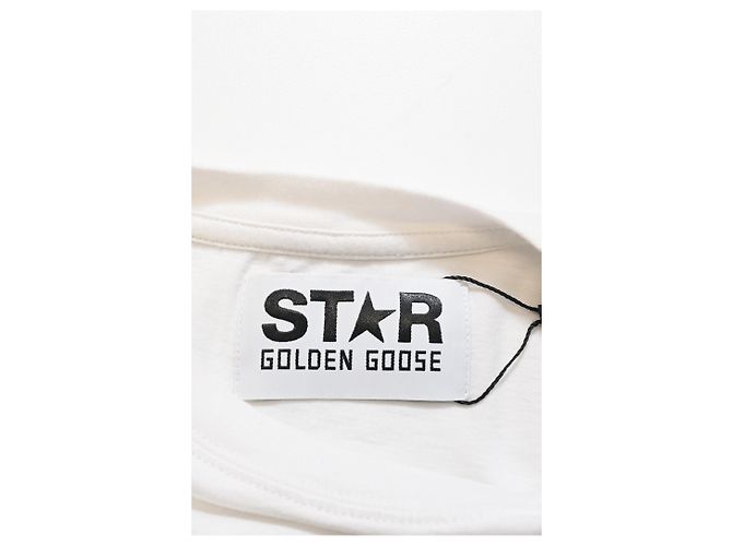 Camiseta de algodón blanco con estampado del logo Golden Goose Crudo - vista 10