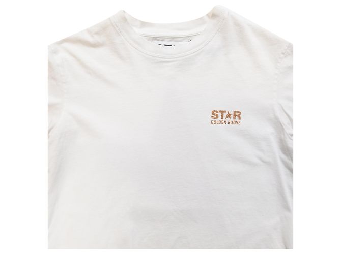 Camiseta de algodón blanco con estampado del logo Golden Goose Crudo - vista 4