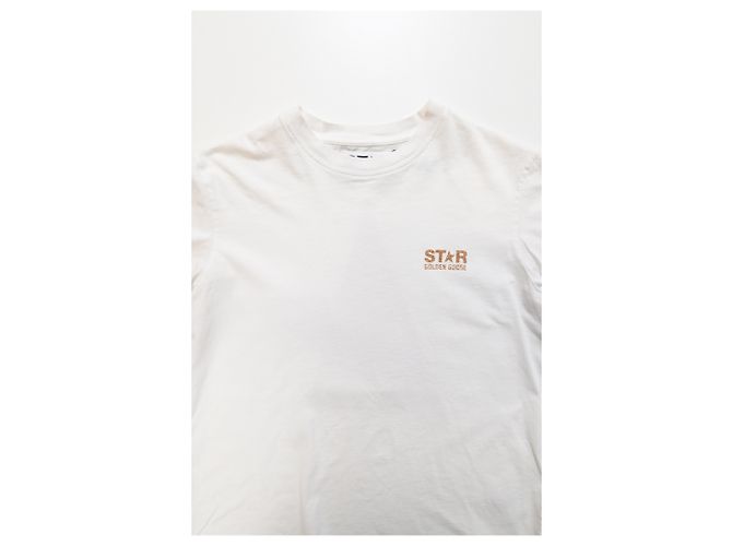 Camiseta de algodón blanco con estampado del logo Golden Goose Crudo - vista 9
