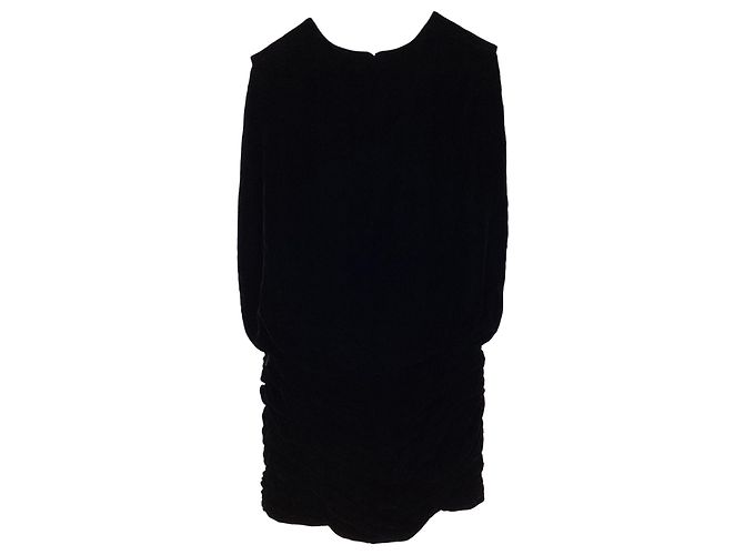 Abito Mini in Velluto Saint Laurent in Viscosa Nera Nero - vista 2