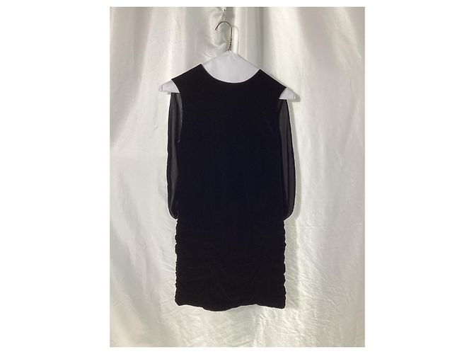 Abito Mini in Velluto Saint Laurent in Viscosa Nera Nero - vista 6