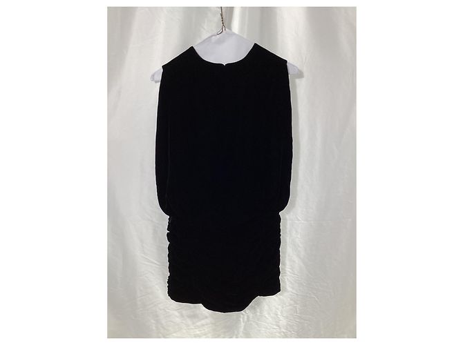 Abito Mini in Velluto Saint Laurent in Viscosa Nera Nero - vista 7