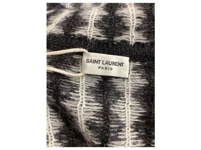 Schwarzer Wollpullover mit Diamantmuster von Saint Laurent - Ansicht 12