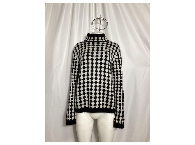 Schwarzer Wollpullover mit Diamantmuster von Saint Laurent - Ansicht 2