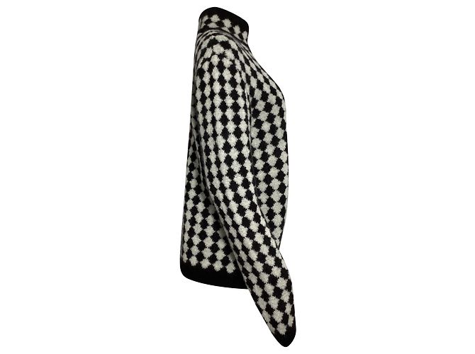 Schwarzer Wollpullover mit Diamantmuster von Saint Laurent - Ansicht 3