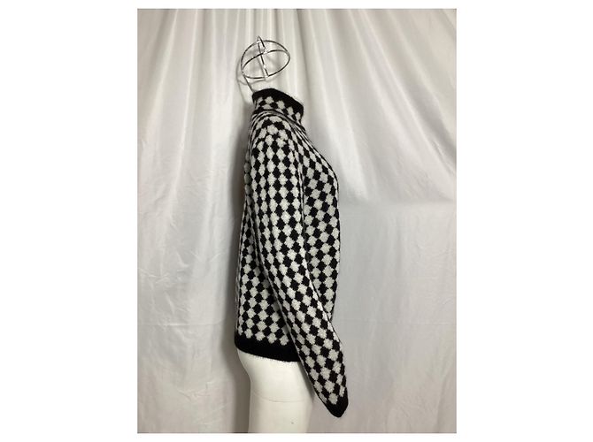 Schwarzer Wollpullover mit Diamantmuster von Saint Laurent - Ansicht 4