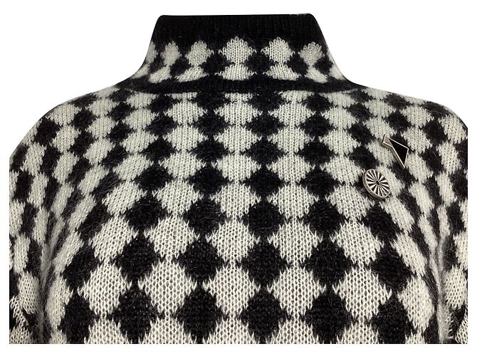 Schwarzer Wollpullover mit Diamantmuster von Saint Laurent - Ansicht 5