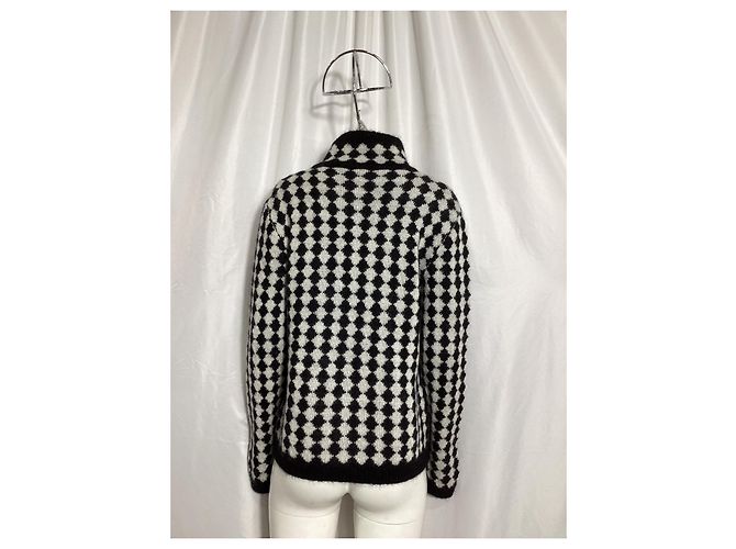 Schwarzer Wollpullover mit Diamantmuster von Saint Laurent - Ansicht 8
