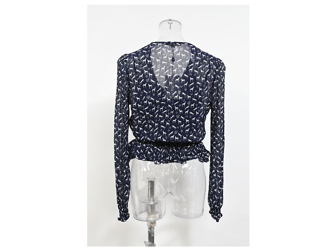 Maje Tierdruck-Top aus marineblauem Polyester - Ansicht 8