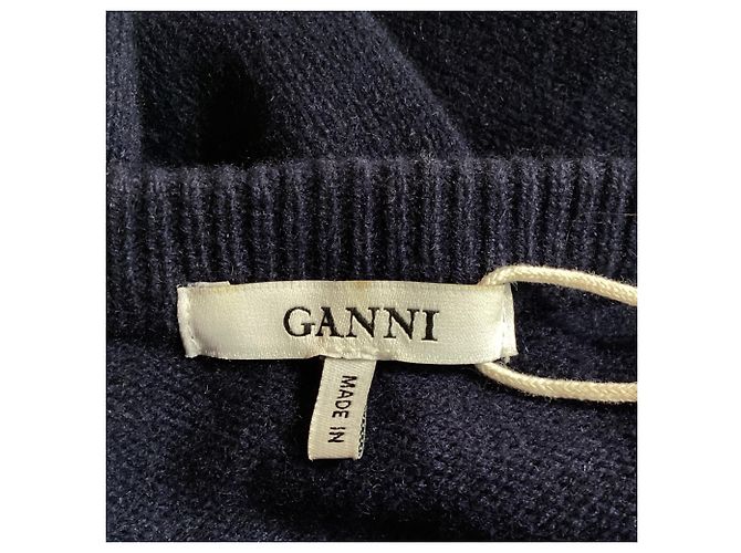 Abito Mini Ganni in Lana Merino Blu Navy - vista 4