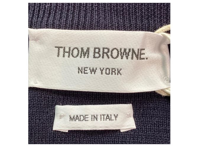 Thom Browne 4-Bar Loopback Rundhals Sweatshirt aus navy Baumwolle Blau Marineblau - Ansicht 5