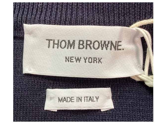 Thom Browne 4-Bar Loopback Rundhals Sweatshirt aus navy Baumwolle Blau Marineblau - Ansicht 9