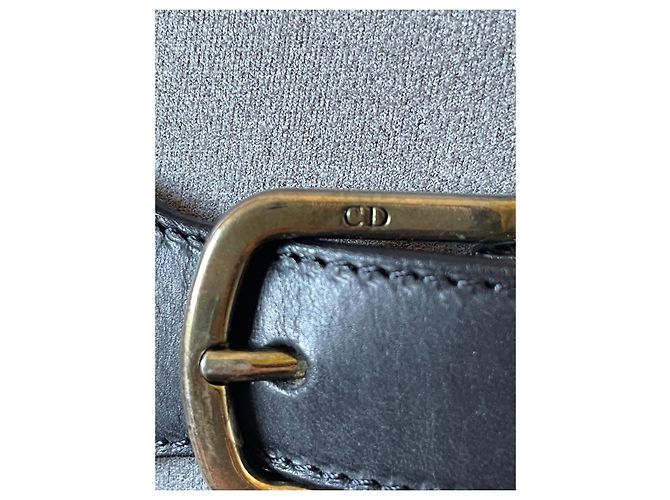 Cinturón Dior Champion de cuero marrón con hebilla dorada Castaño Gold hardware - vista 4