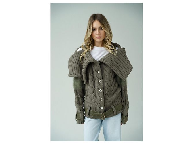 Strickjacke Christian Dior & John Galliano F/W 2003 Khaki - Ansicht 2