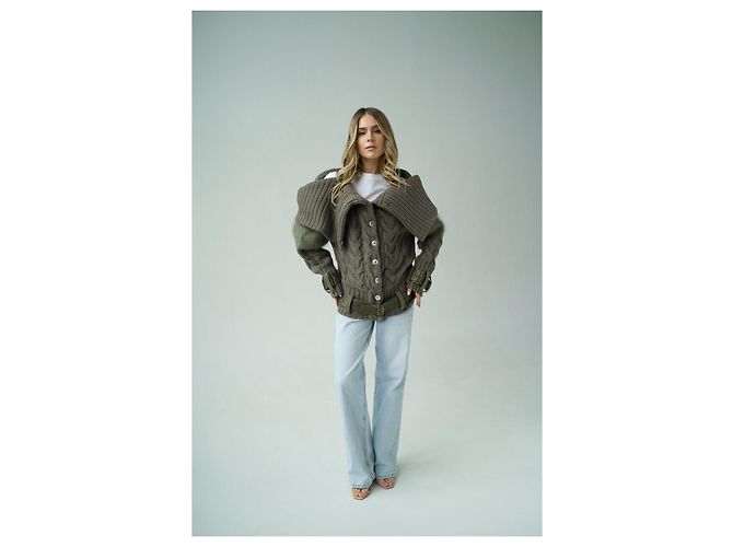 Strickjacke Christian Dior & John Galliano F/W 2003 Khaki - Ansicht 3