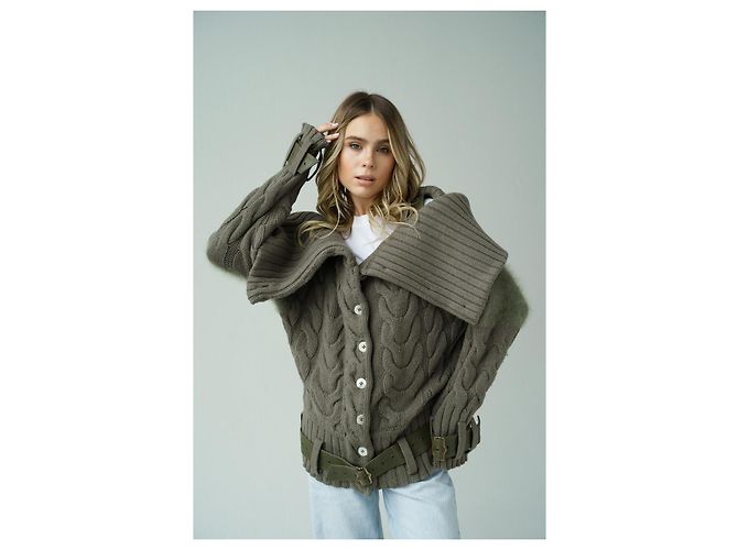 Strickjacke Christian Dior & John Galliano F/W 2003 Khaki - Ansicht 4