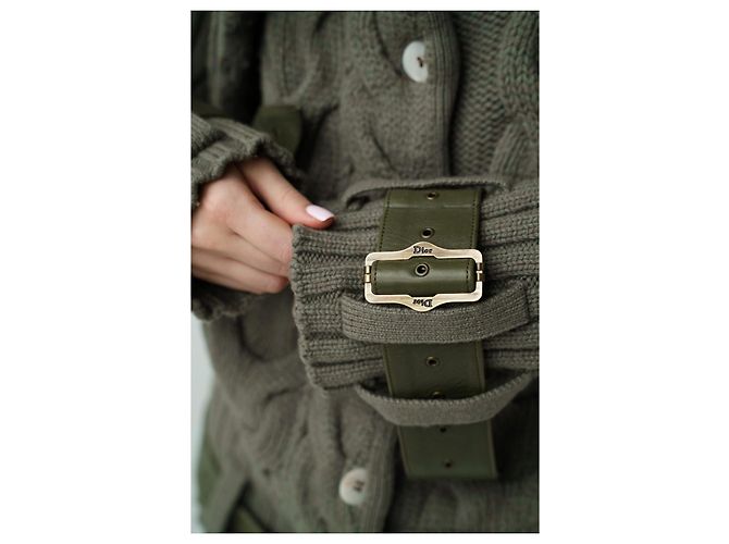 Strickjacke Christian Dior & John Galliano F/W 2003 Khaki - Ansicht 7