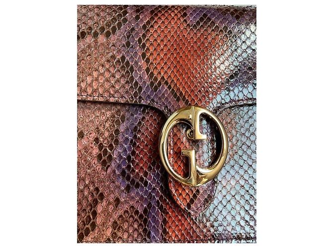 Gucci 1973 Pythonhaut Handtasche braun dunkelrot lila Bordeaux - Ansicht 3