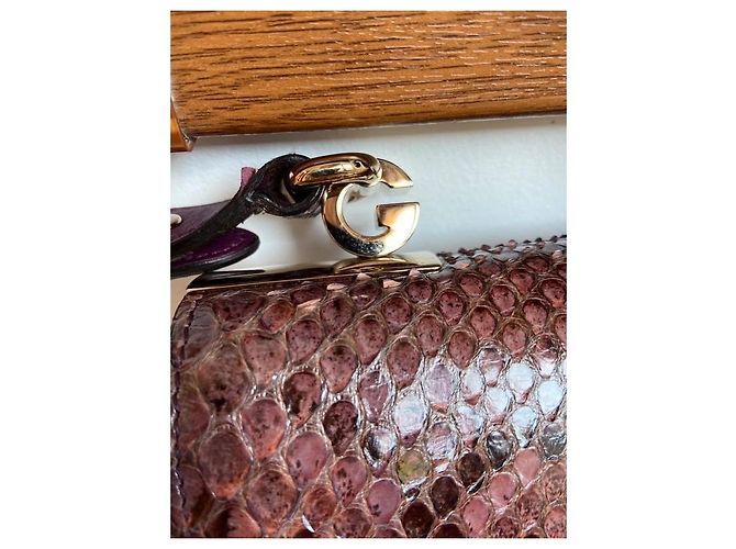 Gucci 1973 Pythonhaut Handtasche braun dunkelrot lila Bordeaux - Ansicht 5