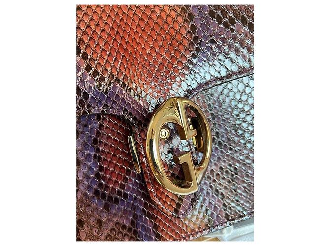 Gucci 1973 Pythonhaut Handtasche braun dunkelrot lila Bordeaux - Ansicht 6