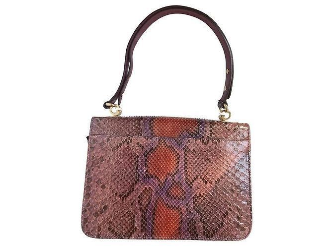 Gucci 1973 Pythonhaut Handtasche braun dunkelrot lila Bordeaux - Ansicht 7