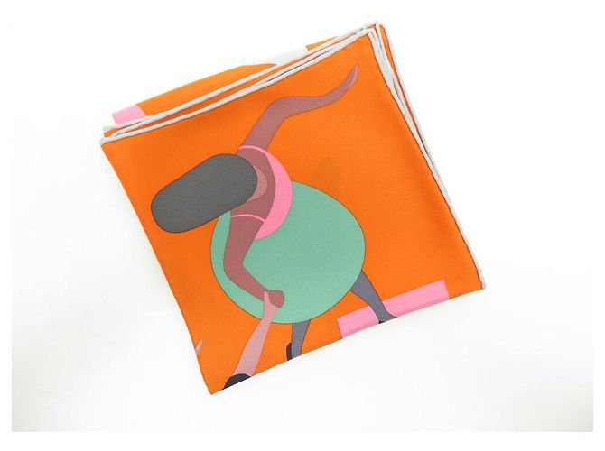 Hermès NUOVO FULARD HERMES OMAGGIO A GENE KELLY 70 CM SETA ARANCIONE - vista 10