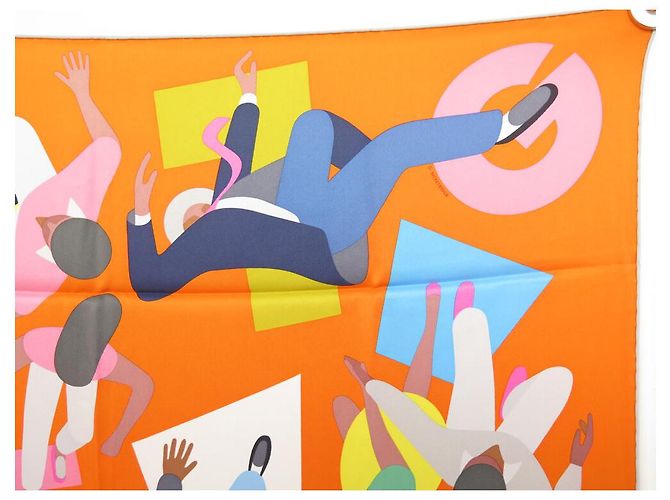 Hermès NUOVO FULARD HERMES OMAGGIO A GENE KELLY 70 CM SETA ARANCIONE - vista 3