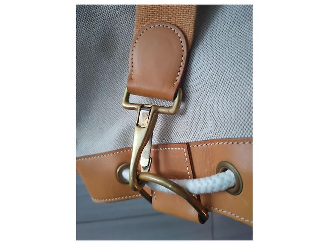 Hermès Duffle Seabag borsa da viaggio in tela beige - vista 10