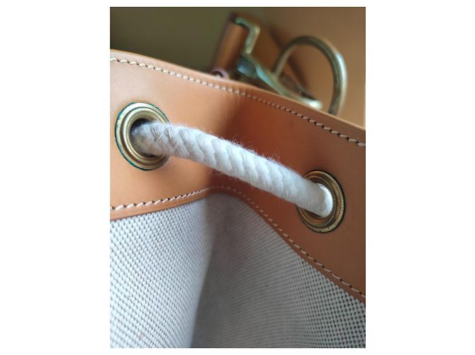 Hermès Duffle Seabag borsa da viaggio in tela beige - vista 11