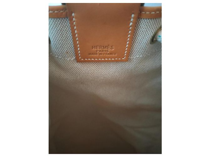 Hermès Duffle Seabag borsa da viaggio in tela beige - vista 5