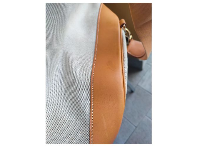 Hermès Duffle Seabag borsa da viaggio in tela beige - vista 9
