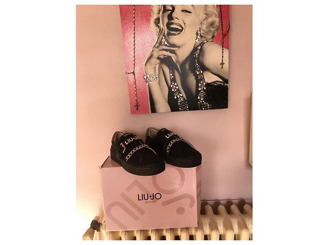 Sneakers Liu.Jo nere con strass e catene argentate Nero - vista 2
