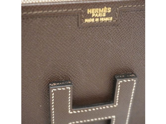 Hermès Borsa Clutch Hermes Jige PM Courchevel Ebano Damier ebene - vista 10