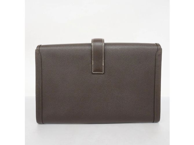 Hermès Borsa Clutch Hermes Jige PM Courchevel Ebano Damier ebene - vista 13